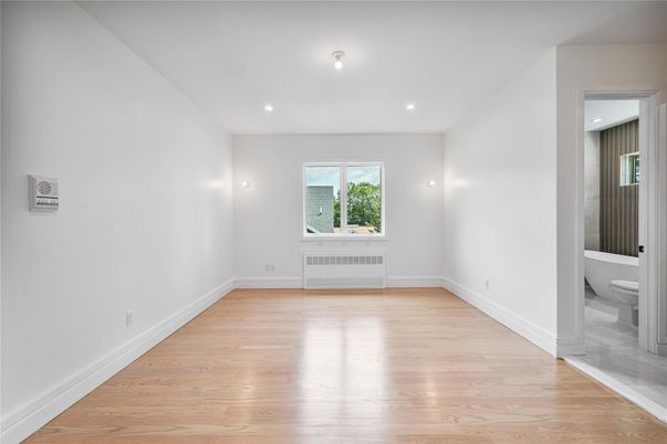 Bathroom, Empty room, Interior, Recessed Lighting, Wood Texture Flooring