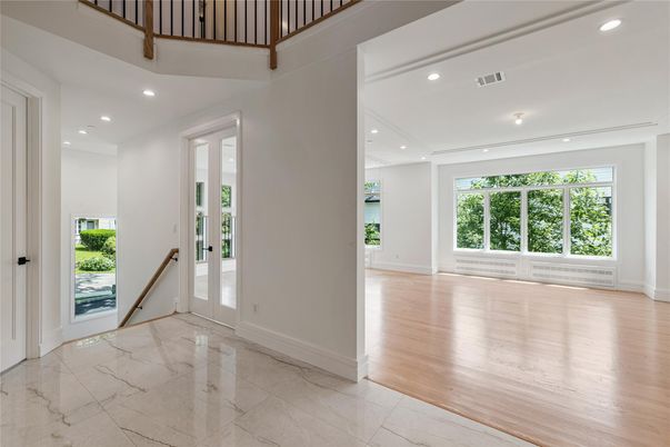 Empty room, Interior, Marble, Recessed Lighting, Wood Texture Flooring