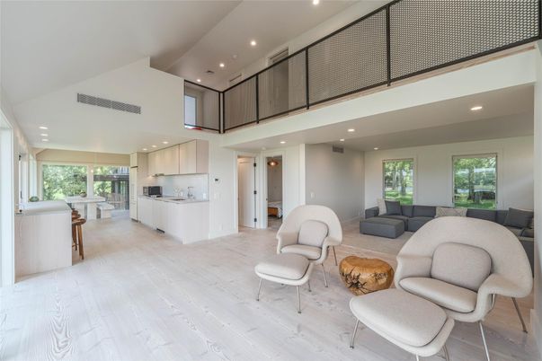 Interior, Kitchen, Living room, Recessed Lighting, Wood Texture Flooring