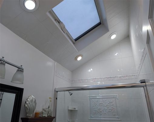 Bathroom, Glass Shower, Interior, Recessed Lighting