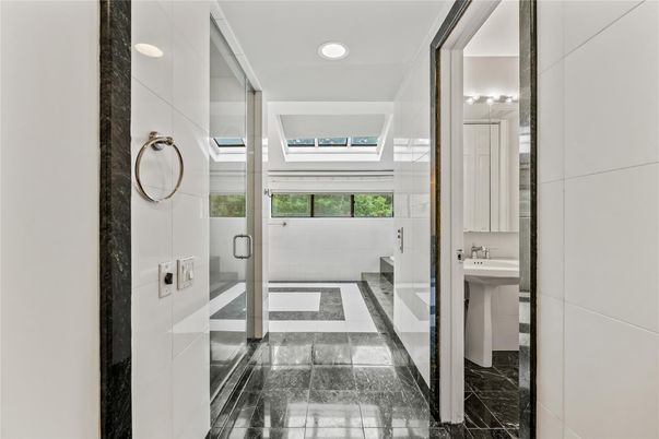 Bathroom, Glass Ceilings, Glass Shower, Interior, Recessed Lighting