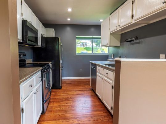 Interior, Kitchen, Recessed Lighting, Wood Texture Flooring