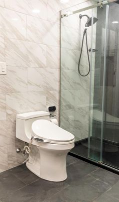 Bathroom, Glass Shower, Interior, Marble Walls