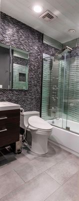 Bathroom, Glass Shower, Interior, Recessed Lighting