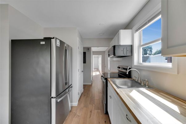 Interior, Kitchen, Recessed Lighting, Wood Texture Flooring