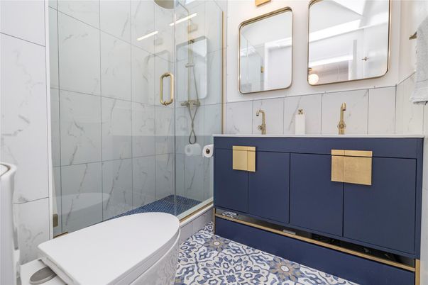 Bathroom, Glass Shower, Interior, Marble Walls