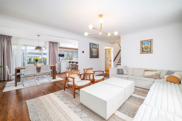 Dining room, Interior, Living room, Pendant Lights, Wood Texture Flooring