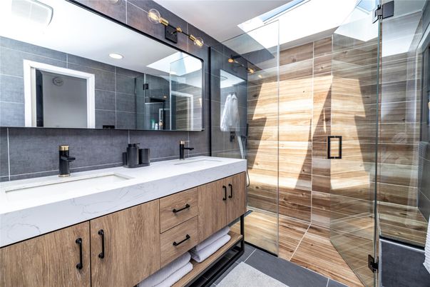 Bathroom, Dual Sink Vanities, Glass Shower, Interior
