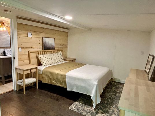 Bedroom, Interior, Recessed Lighting, Wooden Walls