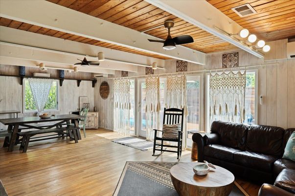 Dining room, Interior, Living room, Wooden Ceilings, Wood Texture Flooring, Wooden Walls