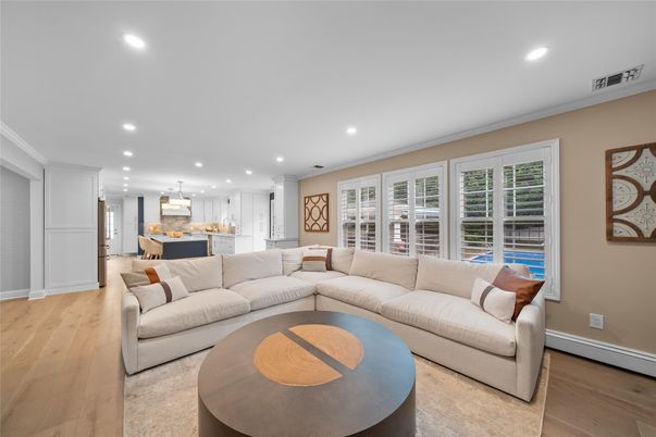 Interior, Kitchen, Living room, Pendant Lights, Recessed Lighting, Wood Texture Flooring
