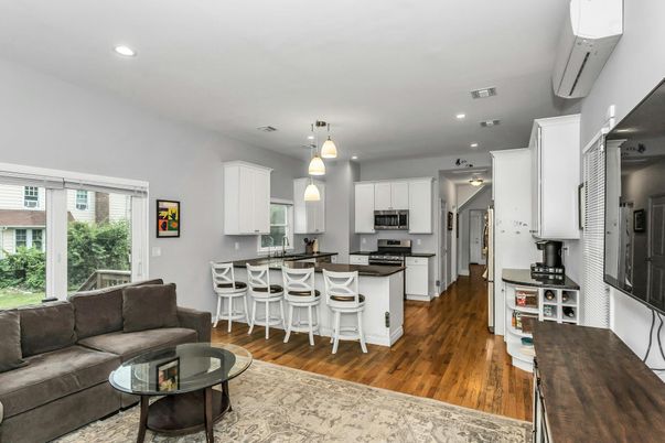 Interior, Kitchen, Living room, Pendant Lights, Recessed Lighting, Stainless Steel Appliances, Wood Texture Flooring