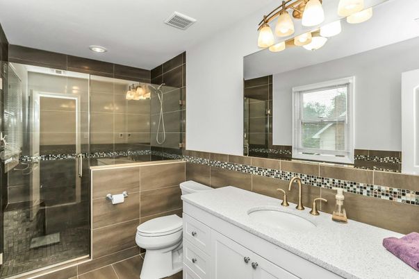 Bathroom, Glass Shower, Interior, Recessed Lighting