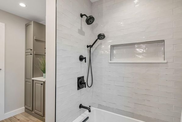 Bathroom, Interior, Recessed Lighting, Wood Texture Flooring