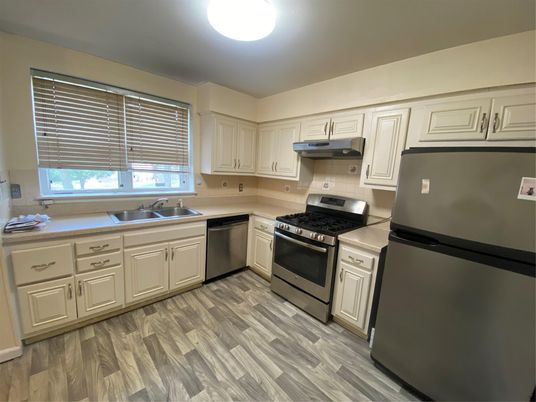 Interior, Kitchen, Stainless Steel Appliances, Wood Texture Flooring