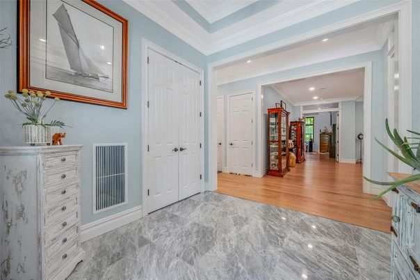 Interior, Marble, Recessed Lighting, Wood Texture Flooring