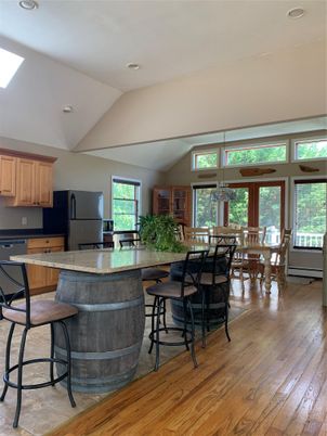 Dining room, Interior, Kitchen, Recessed Lighting, Wood Texture Flooring