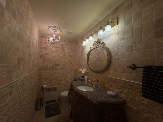 Bathroom, Chandelier, Interior