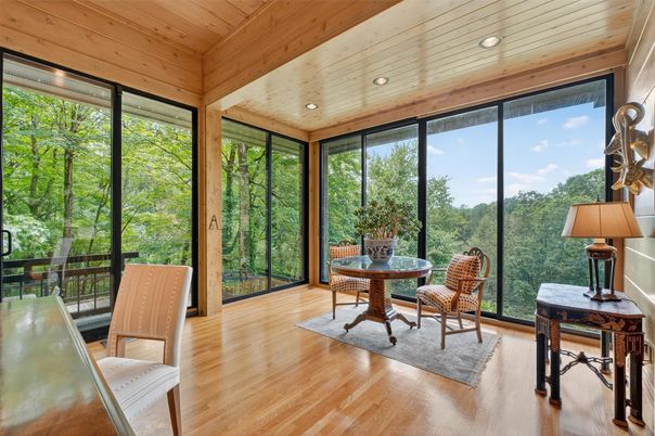 Interior, Recessed Lighting, Sun Room, Wooden Ceilings, Wood Texture Flooring