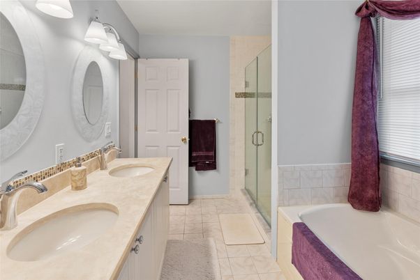 Bathroom, Dual Sink Vanities, Glass Shower, Interior