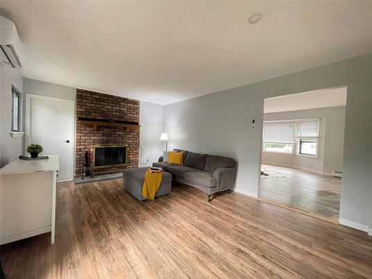 Fireplace, Interior, Living room, Stone Walls, Wood Texture Flooring