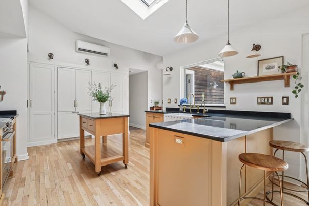 Interior, Kitchen, Pendant Lights, Wood Texture Flooring