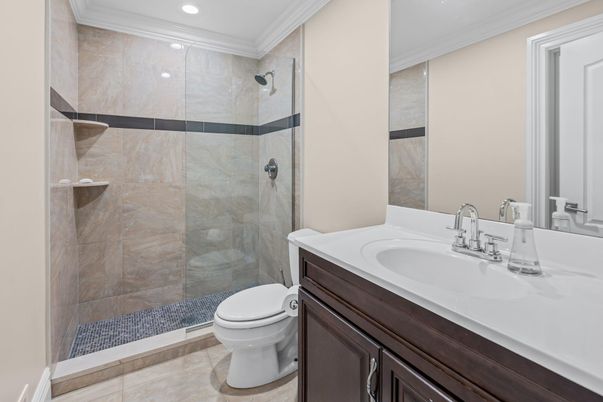 Bathroom, Glass Shower, Interior, Recessed Lighting