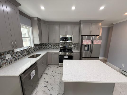Interior, Kitchen, Marble, Recessed Lighting, Stainless Steel Appliances
