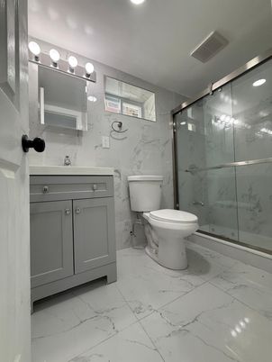 Bathroom, Glass Shower, Interior, Marble, Marble Walls, Recessed Lighting