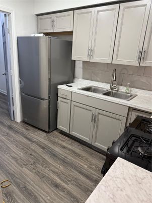 Interior, Kitchen, Marble Walls, Wood Texture Flooring