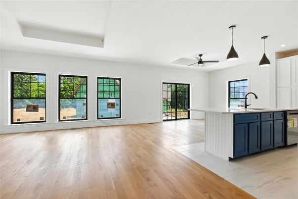 Interior, Kitchen, Pendant Lights, Recessed Lighting, Wood Texture Flooring