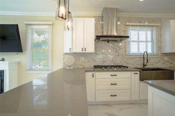 Interior, Kitchen, Marble, Marble Walls, Stainless Steel Appliances