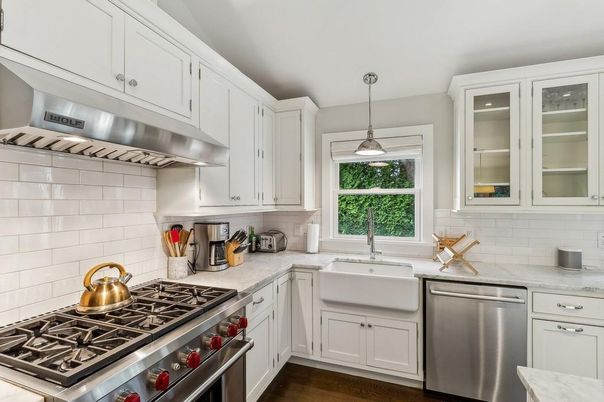 Interior, Kitchen, Pendant Lights, Stainless Steel Appliances, Wood Texture Flooring