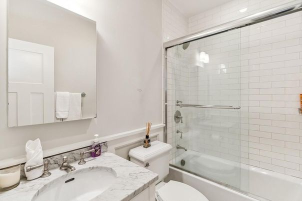 Bathroom, Glass Shower, Interior, Recessed Lighting