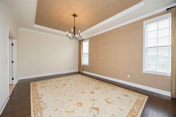 Chandelier, Empty room, Interior, Pendant Lights, Wood Texture Flooring