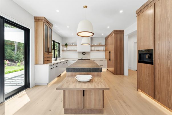 Interior, Kitchen, Pendant Lights, Recessed Lighting, Wood Texture Flooring