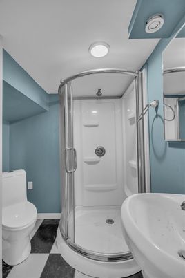 Bathroom, Glass Shower, Interior, Recessed Lighting