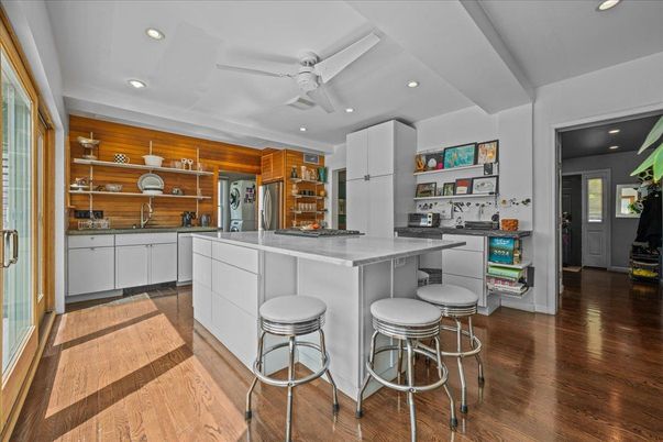 Interior, Kitchen, Recessed Lighting, Wood Texture Flooring