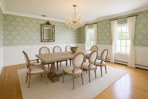 Chandelier, Dining room, Interior, Wood Texture Flooring