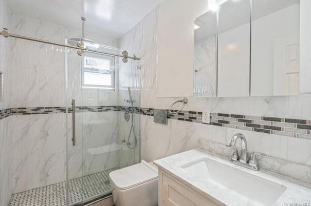 Bathroom, Glass Shower, Interior, Marble Walls
