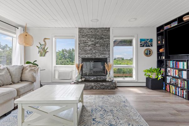 Fireplace, Interior, Stone Walls, Wood Texture Flooring
