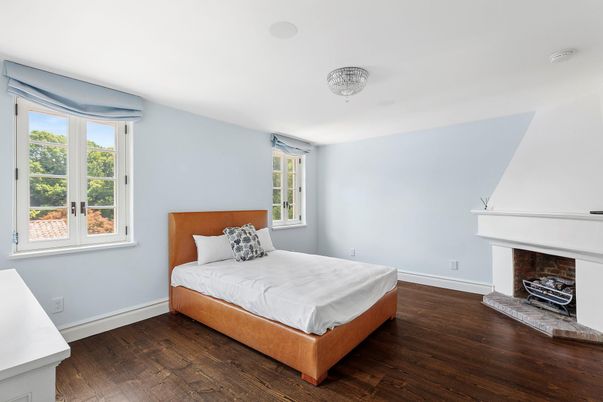 Bedroom, Fireplace, Interior, Wood Texture Flooring