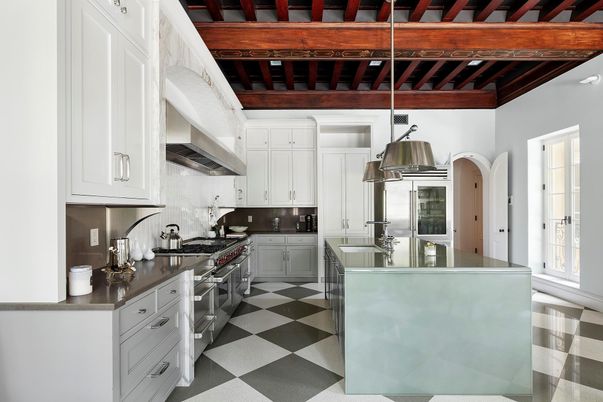 Interior, Kitchen, Pendant Lights, Stainless Steel Appliances, Wooden Beams, Wooden Ceilings