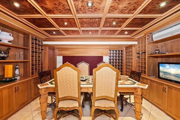 Dining room, Interior, Recessed Lighting, Wooden Ceilings
