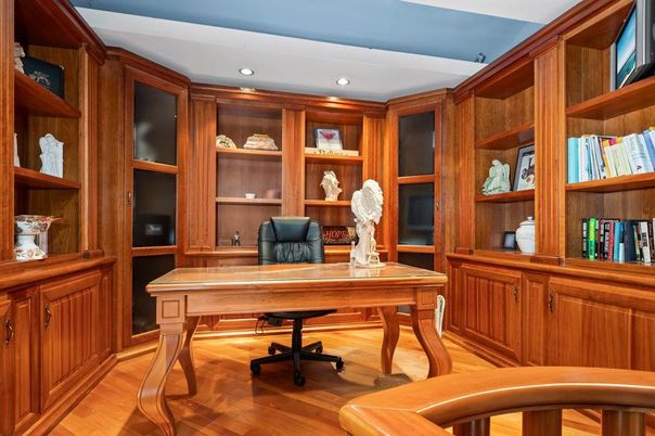 Home Office, Interior, Recessed Lighting, Wood Texture Flooring