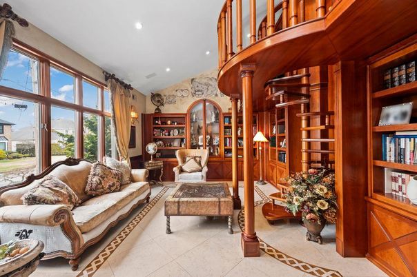 Interior, Living room, Recessed Lighting, Stone Walls