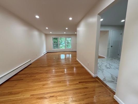 Empty room, Interior, Marble, Recessed Lighting, Wood Texture Flooring