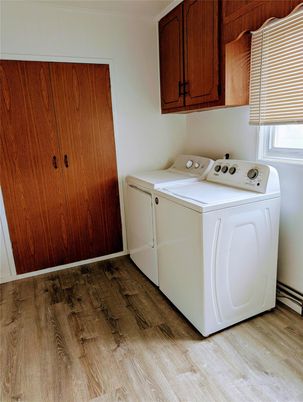 Interior, Washer, Wood Texture Flooring