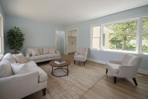 Interior, Living room, Recessed Lighting, Wood Texture Flooring