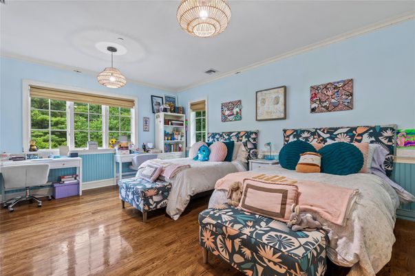 Bedroom, Home Office, Interior, Pendant Lights, Wood Texture Flooring